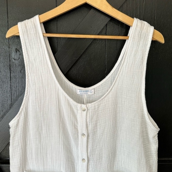 4OUR DREAMERS Soft White Gauzy Cotton Button Front Boho Lightweight Romper Sz L - Picture 2 of 7